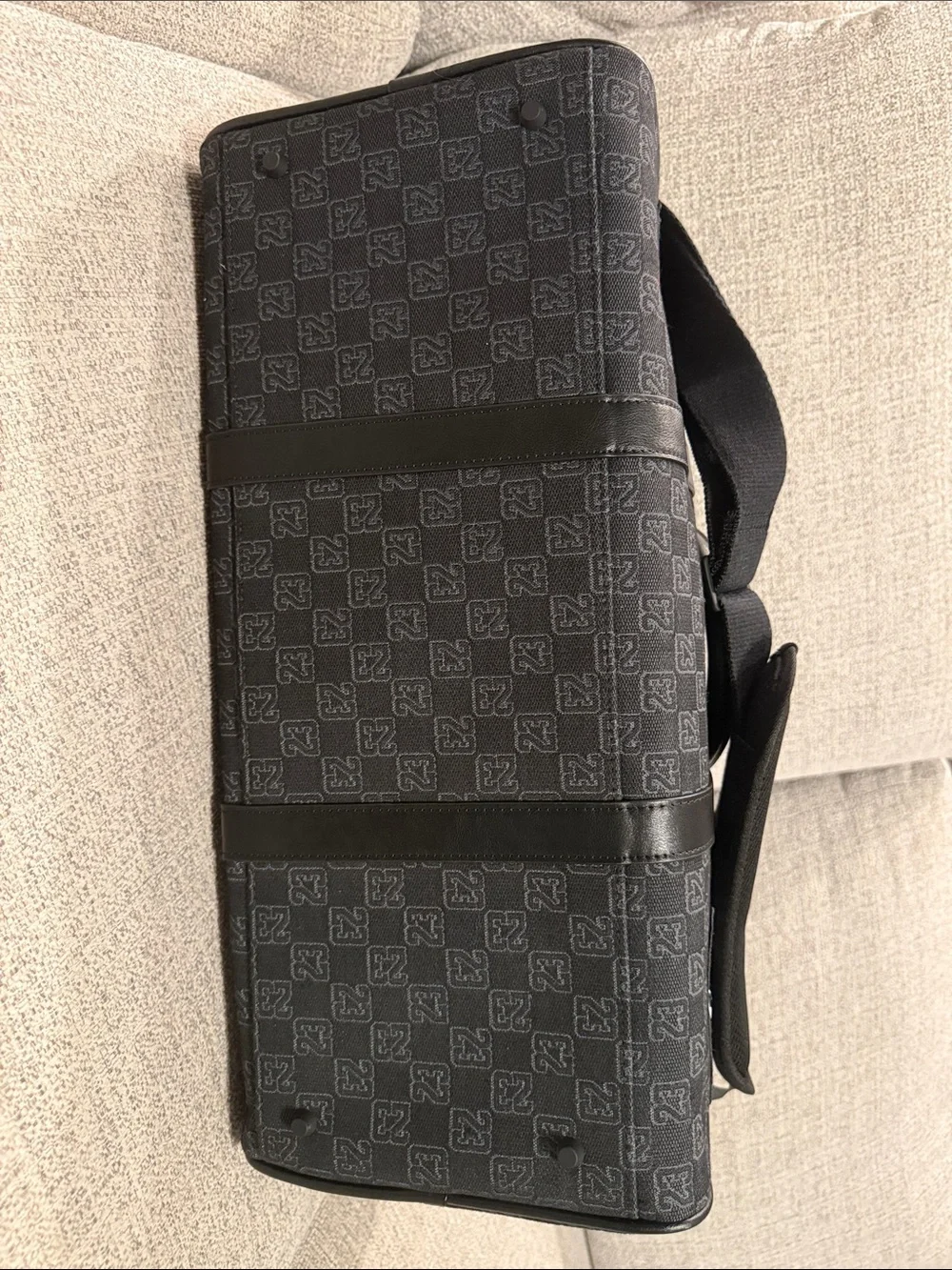 Jordan Black Patchwork Duffel Bag with Embroidered Logos